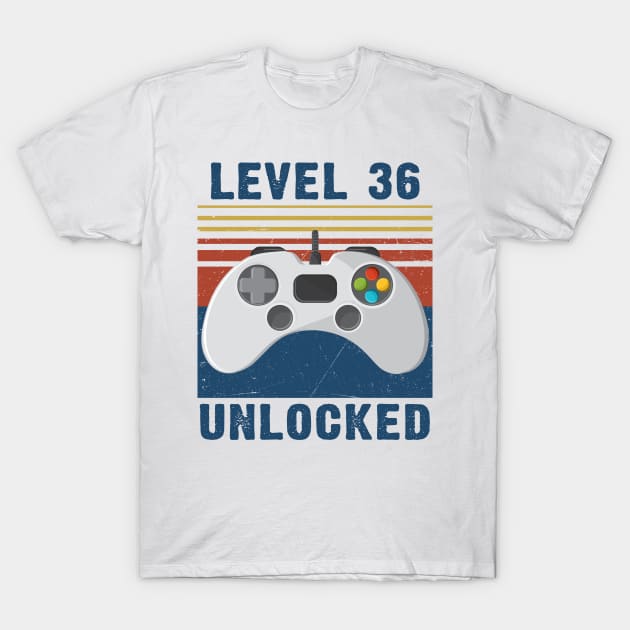 Level 36 unlocked funny gamer 36th birthday T-Shirt by Sauconmua Conlaigi99